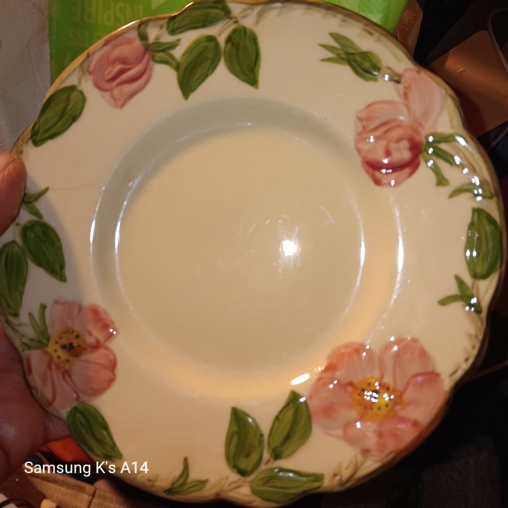 Franciscan Cream Dinner Plate with Pink and Green Floral Accents